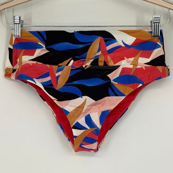 prAna Size M Pink Tropics Aurelia Swim Bikini Bottom High Waisted Swimwear Q5-3 - Picture 2 of 9